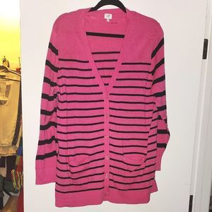 COPY - Pink and black stripped cardigan